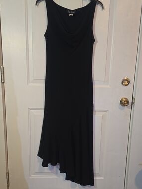 S.L. Fashions Black Sleeveless Asymmetrical Midi Dress